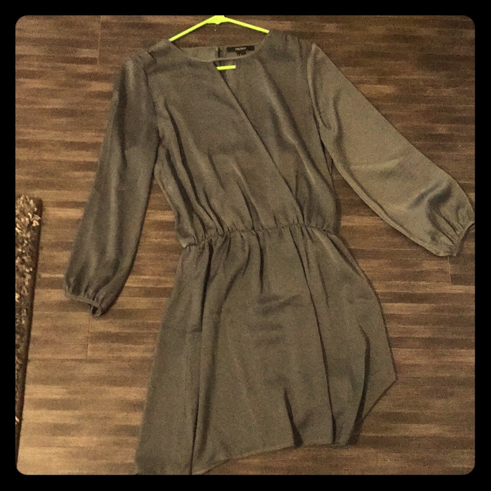 Satiny olive dress